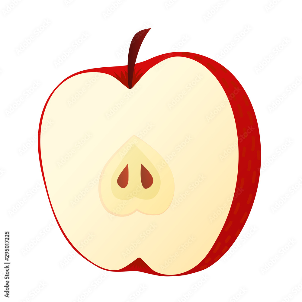 Half Red apple vector illustration. Flat style. Cartoon Half Red apple vector illustration. Flat style. Cartoon