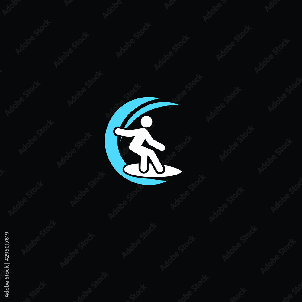 Surfing waves logo icon vector Surfing waves logo icon vector