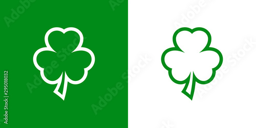 Logotipo con trebol de 3 hojas lineal en verde y blanco