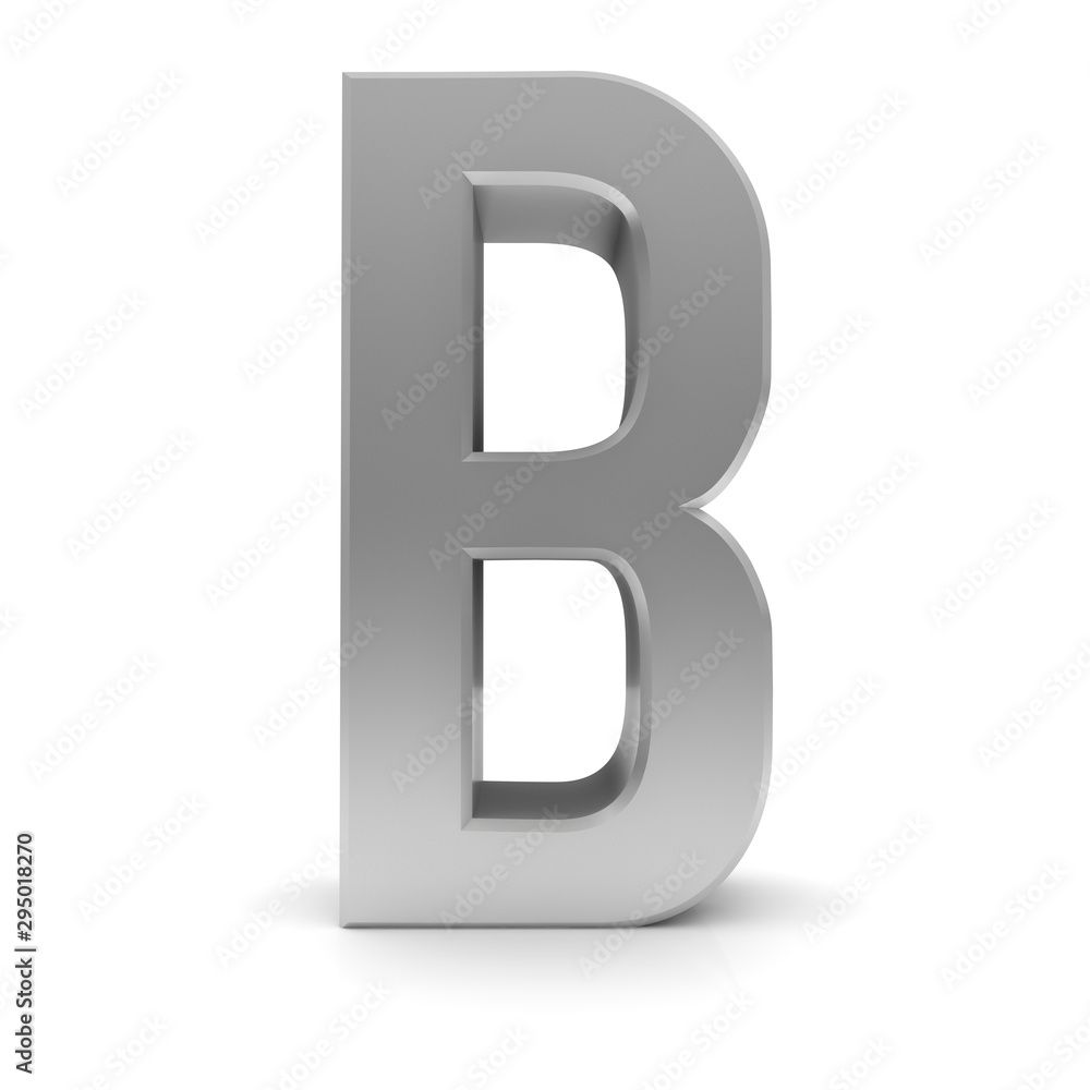 letter b silver text sign alphabet character 3d render font isolated on white letter b silver text sign alphabet character 3d render font isolated on white