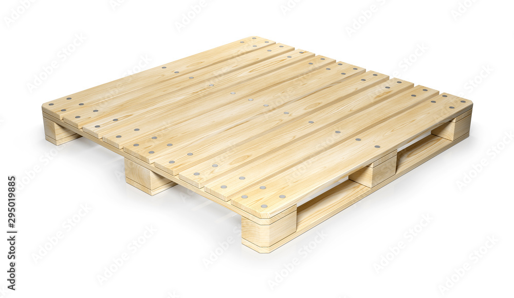 Euro pallet wooden pallet for transporting goods. 3d illustration