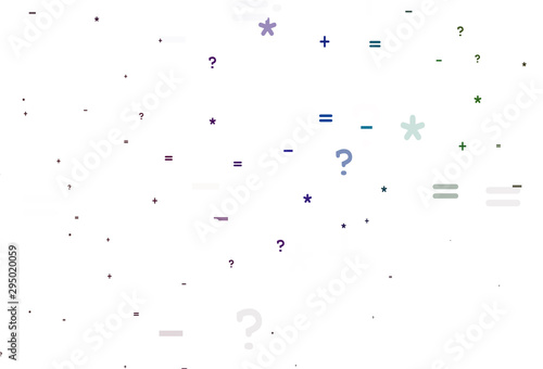 Light Multicolor vector background with arithmetic signs.