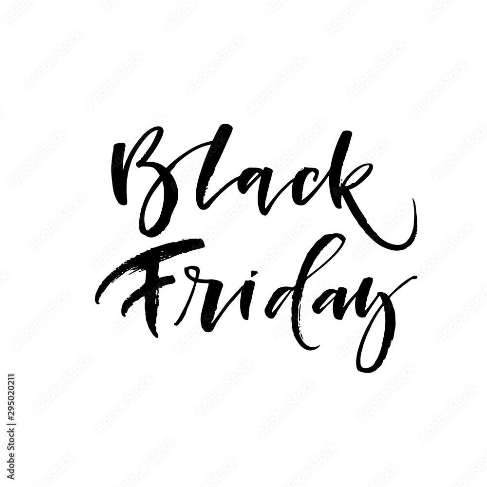 Fototapeta premium Black Friday postcard. Hand drawn brush style modern calligraphy. Vector illustration of handwritten lettering.