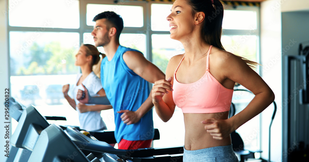 Picture of people running on treadmill in gym Picture of people running on treadmill in gym