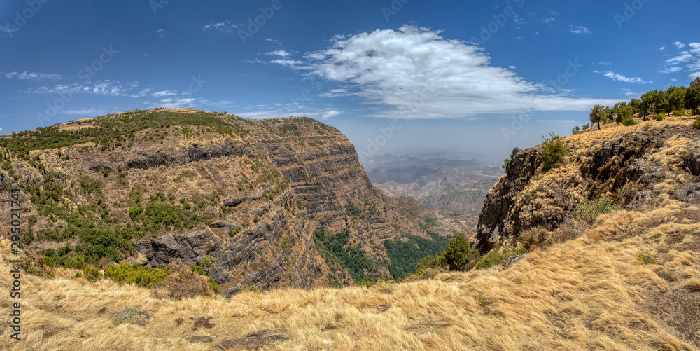 beautiful Semien or Simien Mountains National Park landscape in Northern Ethiopia near lalibela and Gondar. Africa wilderness