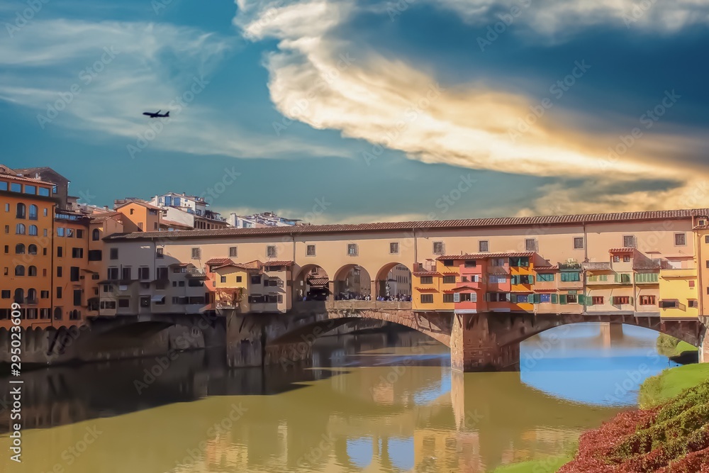 Obraz premium ponte vecchio in florence at sunset