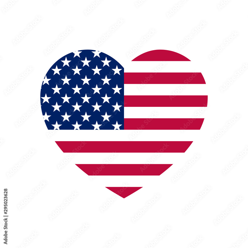 Symbolic heart made of stars and stripes. Flag shape inside the heart. For the holidays of the United States of America. Symbolic heart made of stars and stripes. Flag shape inside the heart. For the holidays of the United States of America.