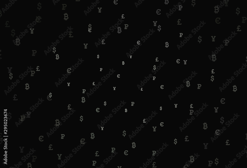 Dark Gray vector pattern with symbols of currency.