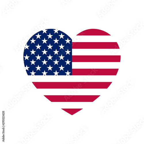 Symbolic heart made of stars and stripes. Flag shape inside the heart. For the holidays of the United States of America.