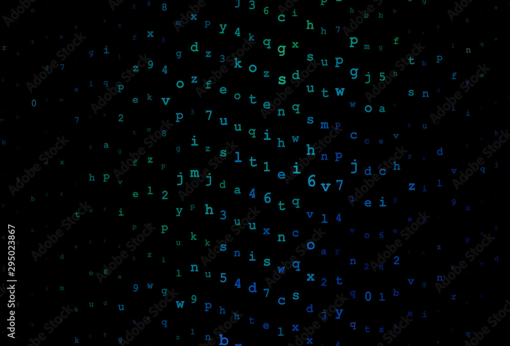 Dark Blue, Green vector texture with ABC characters.