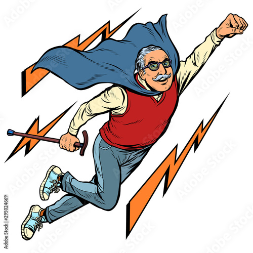 man retired superhero. Health and longevity of older people