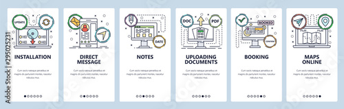 Website and mobile app onboarding screens vector template