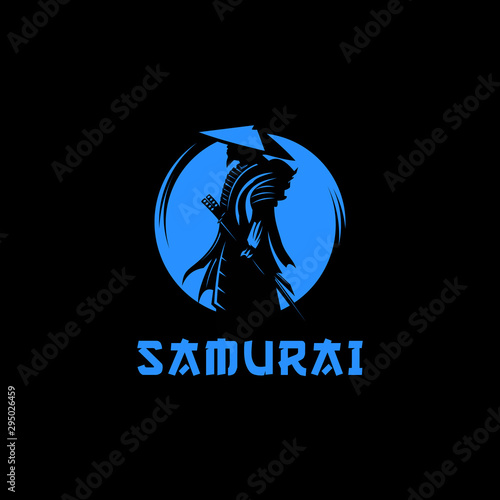 Samurai moon logo design illustration