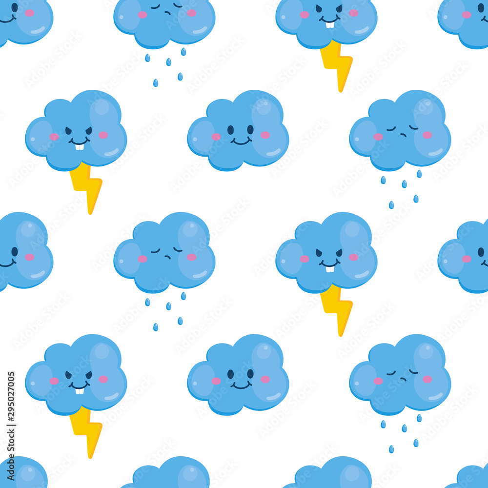 Cute seamless pattern cloudy. Vector illustration.