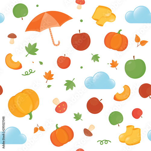 Fototapeta Naklejka Na Ścianę i Meble -  Seamless pattern with autumn. Vector illustration autumn wallpaper.