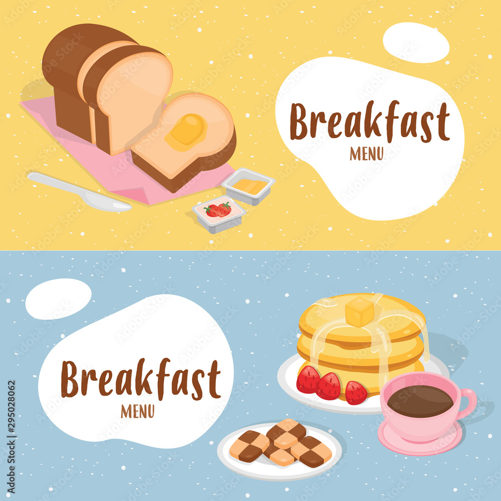 Cute breakfast set menu template. Breakfast banner. Cute breakfast set menu template. Breakfast banner.