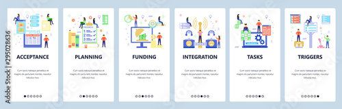 Website and mobile app onboarding screens vector template