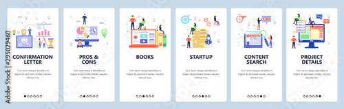 Website and mobile app onboarding screens vector template