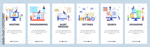 Website and mobile app onboarding screens vector template