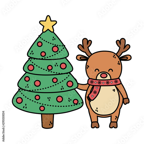 reindeer with tree balls decoration merry christmas