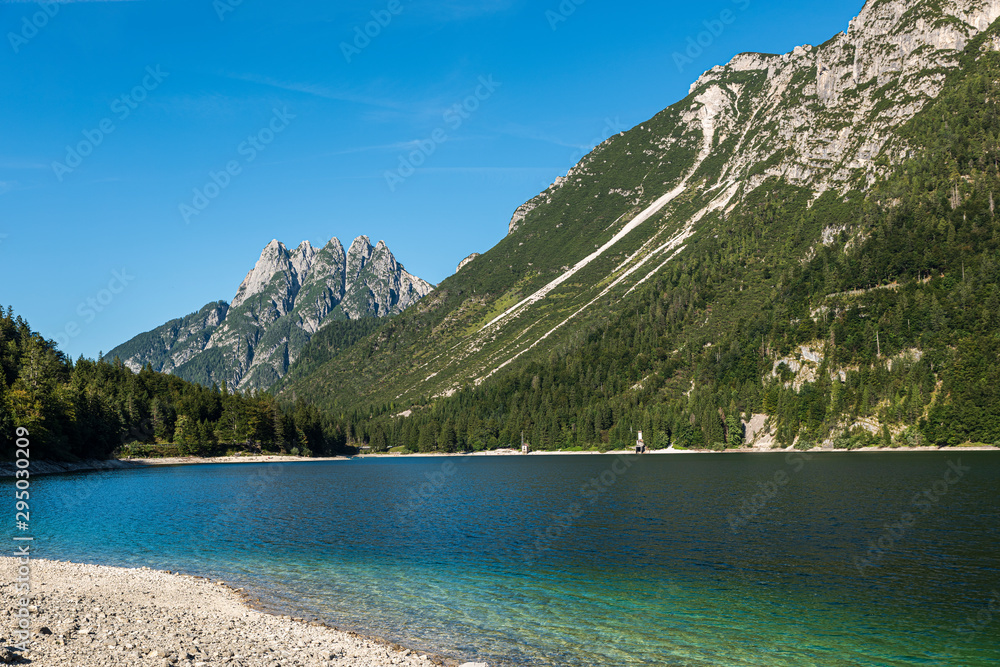 Lake Predil in Rio del Lago Valley, Julian Alps in north east Italy