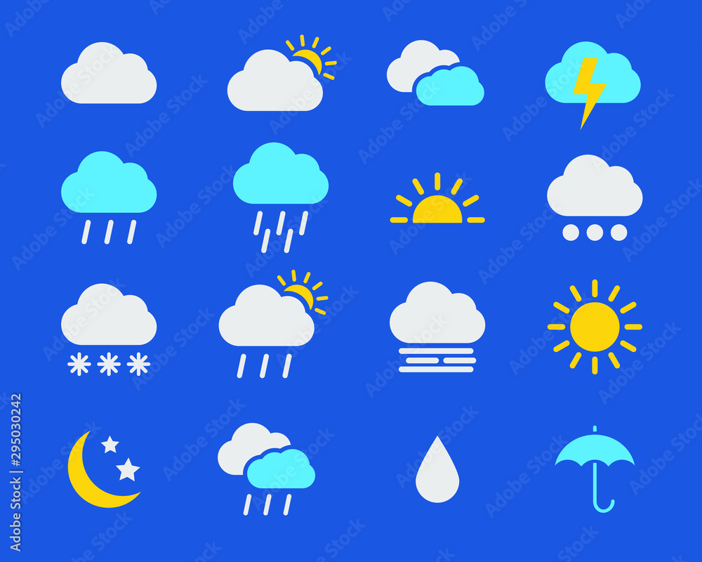 Weather forecast icon set. Vector illustration image.