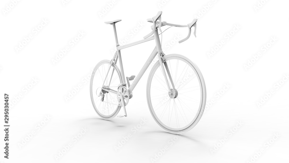 3d rendering of a race sports bicycle isolated in white background