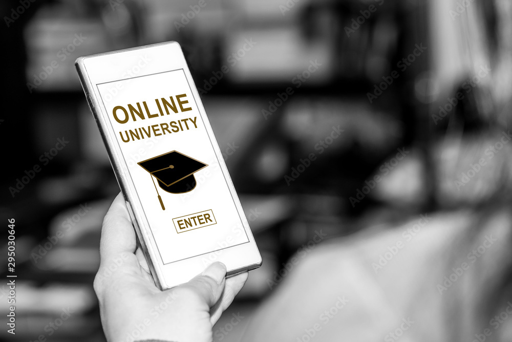 Online university concept on a smartphone
