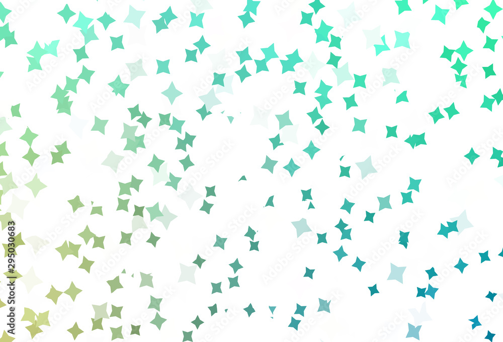 Light Green vector background with small and big stars. Light Green vector background with small and big stars.
