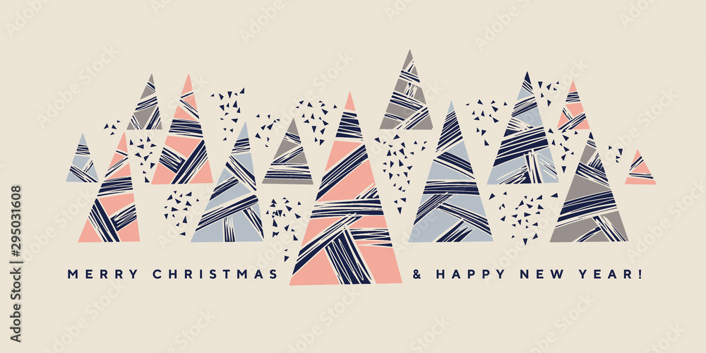 Cute pastel color abstract free hand xmas tree Cute pastel color abstract free hand xmas tree