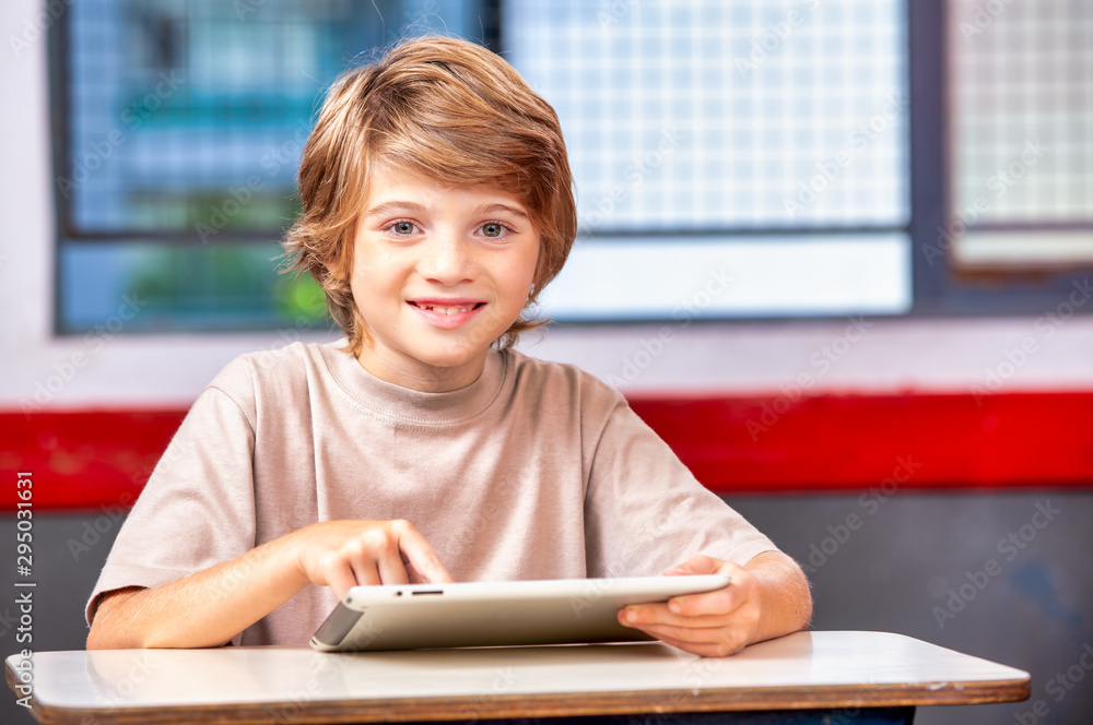 Caucasian boy at primary elementary school Caucasian boy at primary elementary school