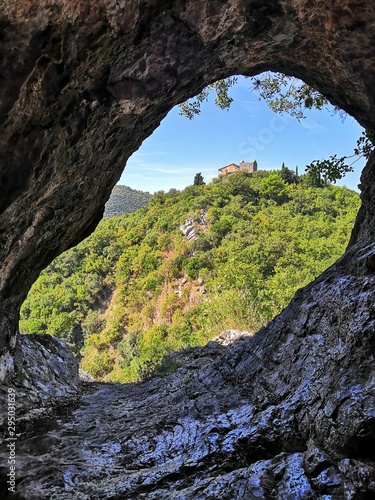 View from the cave to the Mediterranean landscape
