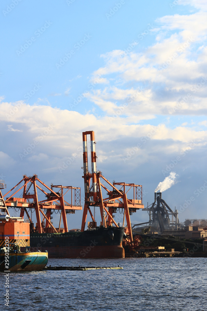 Scenery of the coastal industrial area in Kawasaki City, Kanagawa Prefecture, Japan Scenery of the coastal industrial area in Kawasaki City, Kanagawa Prefecture, Japan