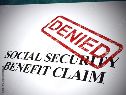 Social security benefit claim denied or refused - 3d illustration