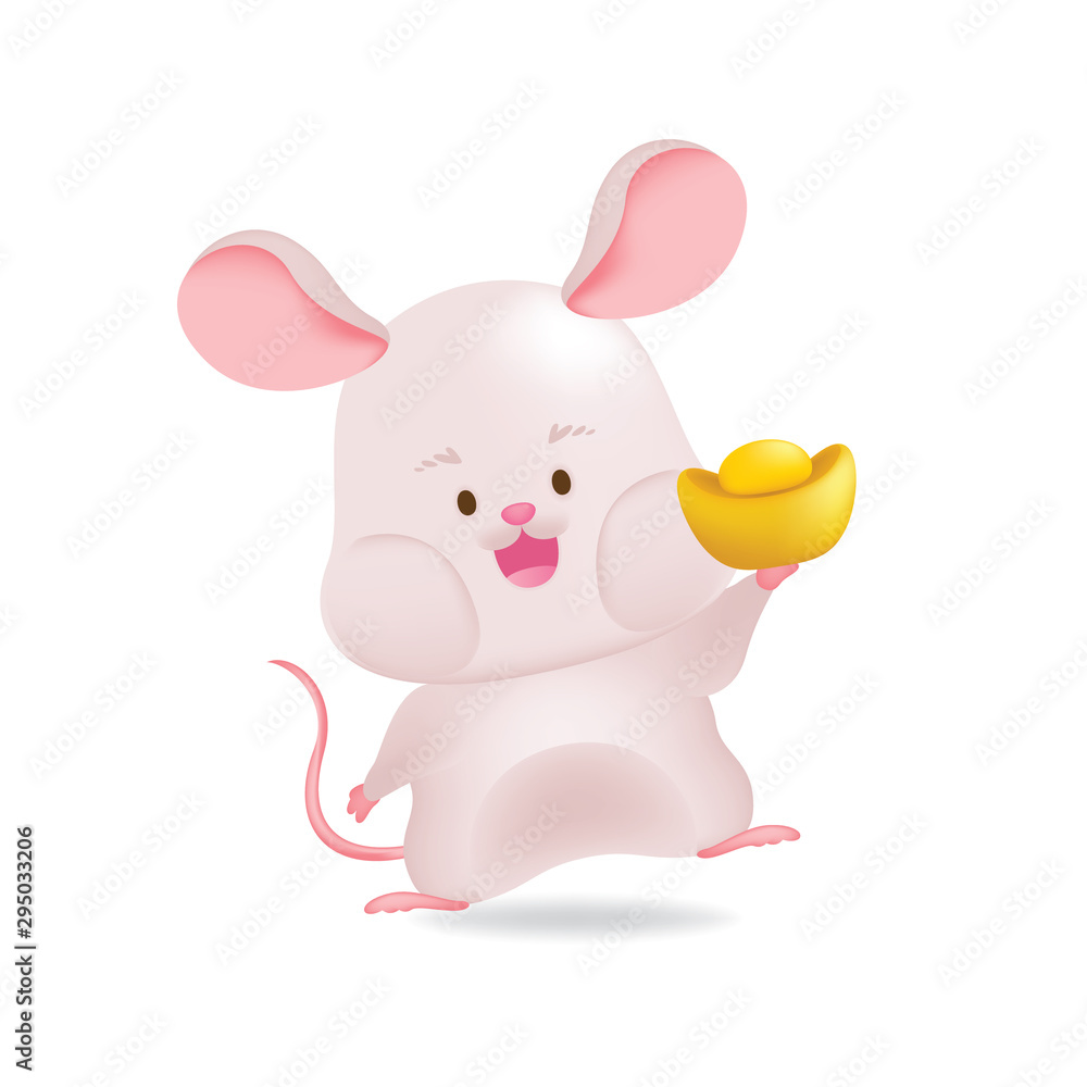 Cute rat on white background. Chinese new year. Year of rat. Cute rat on white background. Chinese new year. Year of rat.