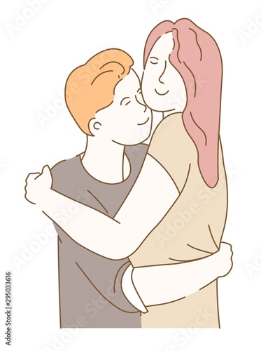 Young mother hugging her teenage son and showing affection