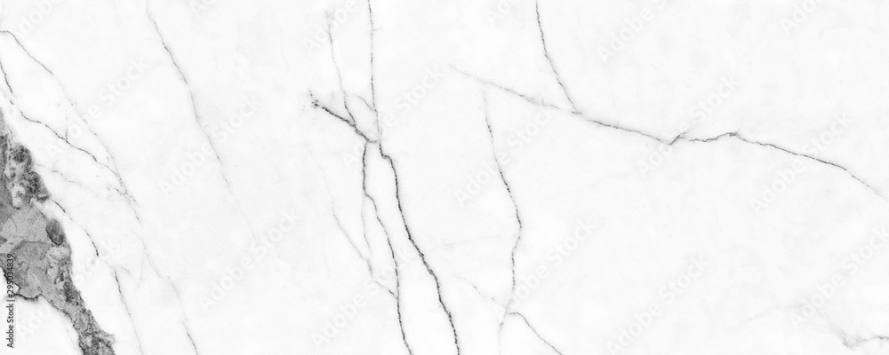 White Carrara Marble Texture Background With Curly Grey-Brown Colored Veins, It Can Be Used For Interior-Exterior Home Decoration and Ceramic Decorative Tile Surface, Wallpaper, Architectural Slab. - obrazy, fototapety, plakaty 