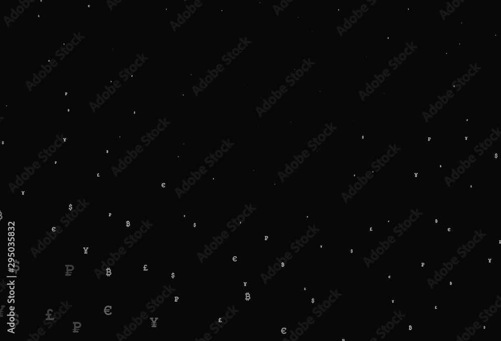 Dark Gray vector background with signs of currency.