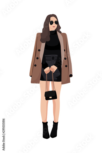 Women dressed in stylish trendy clothes - female fashion illustration