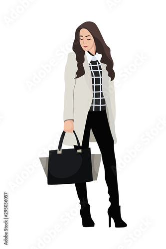 Women dressed in stylish trendy clothes - female fashion illustration