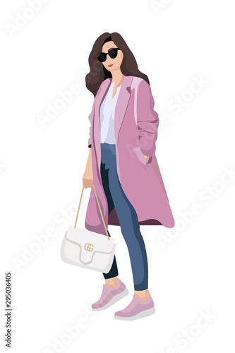 Women dressed in stylish trendy clothes - female fashion illustration