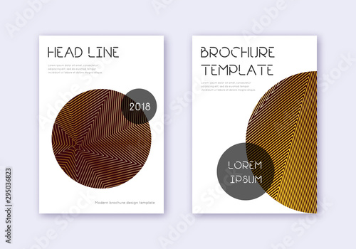 Trendy cover design template set. Gold abstract li