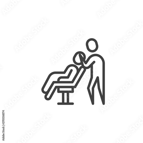 Head massage line icon. linear style sign for mobile concept and web design. Massage therapy outline vector icon. Symbol, logo illustration. Vector graphics
