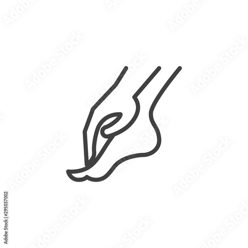 Foot massage line icon. linear style sign for mobile concept and web design. Foot care therapy outline vector icon. Symbol, logo illustration. Vector graphics