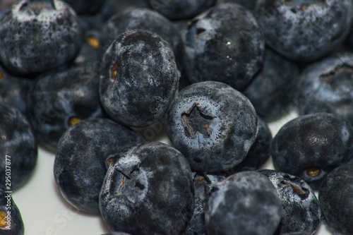 Close up of pile of blueberries