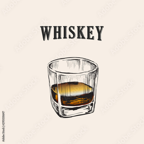 Whiskey Glass Hand Drawn Drink Illustration