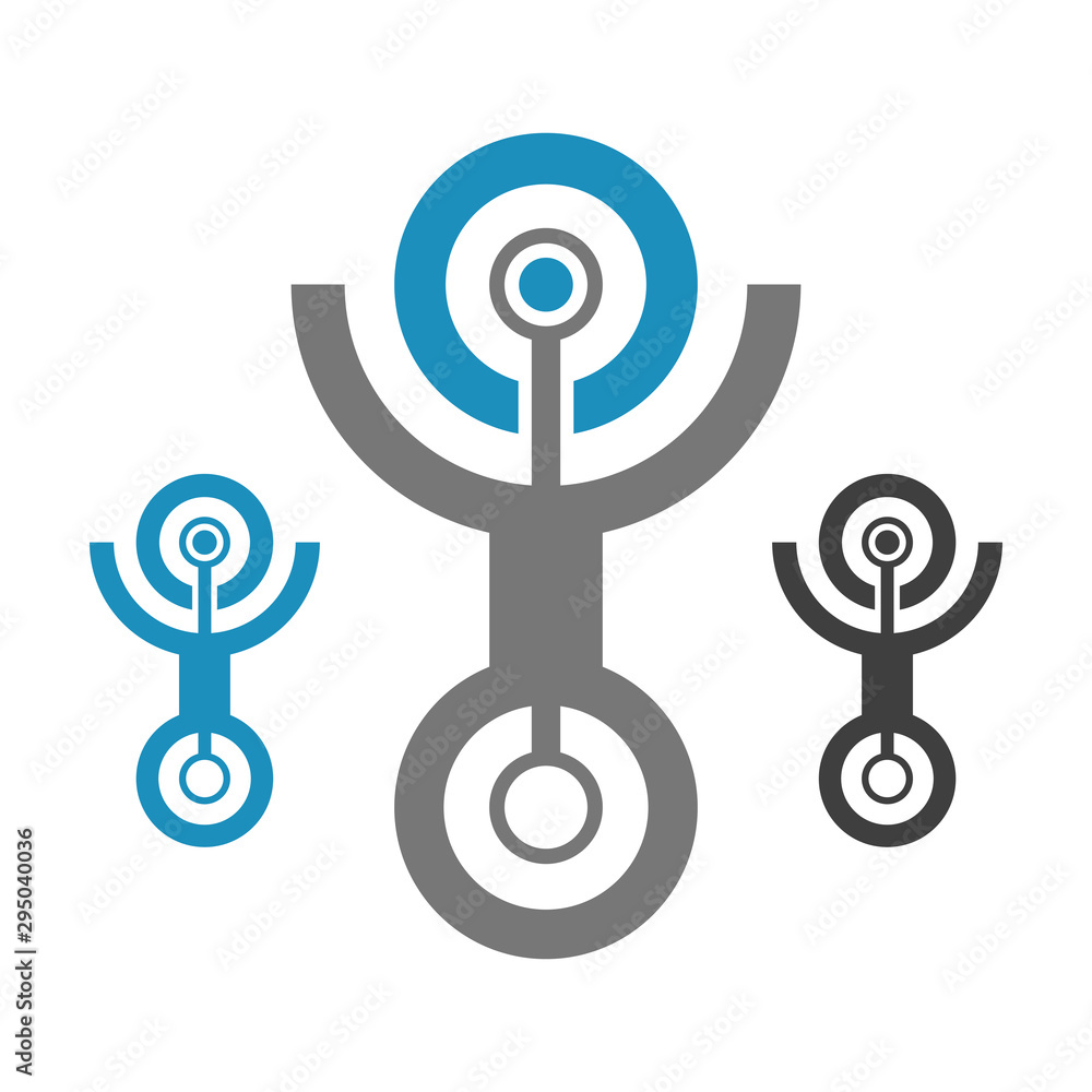 Abstract technology robotics sign. Robot emblem. Abstract technology robotics sign. Robot emblem.