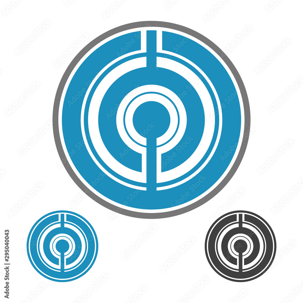 Abstract technology robotics sign. Robot emblem. Abstract technology robotics sign. Robot emblem.