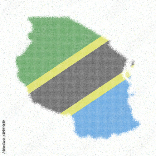 Map of Tanzania. Mosaic style map with flag of Tanzania. Delightful vector illustration.