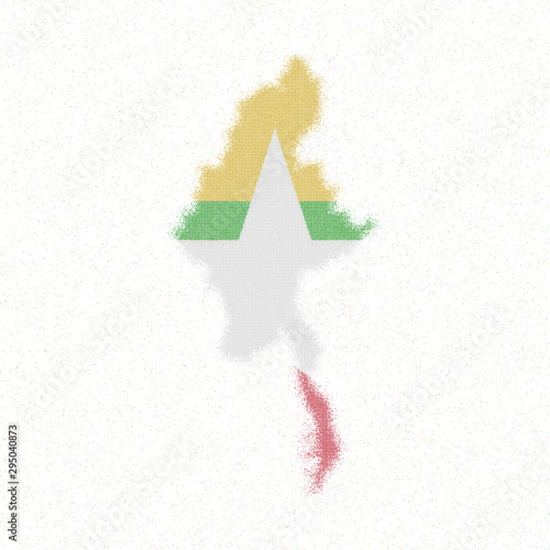 Map of Myanmar. Mosaic style map with the flag of Myanmar. Remarkable vector illustration.